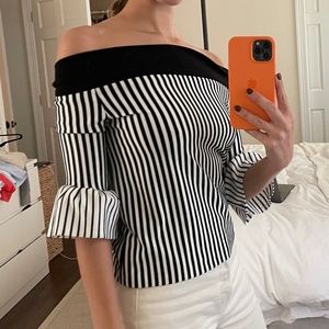 Off the Shoulder Striped Top - Rebecca Minkoff